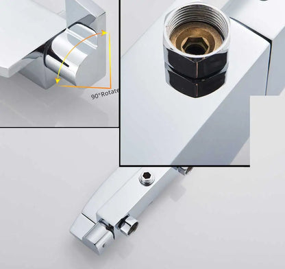 Black Waterfall Shower Faucet Bathroom Wall Mounted Bathtub Shower Faucets Dual Handles Hot Cold Water Mixer Tap with Handshower