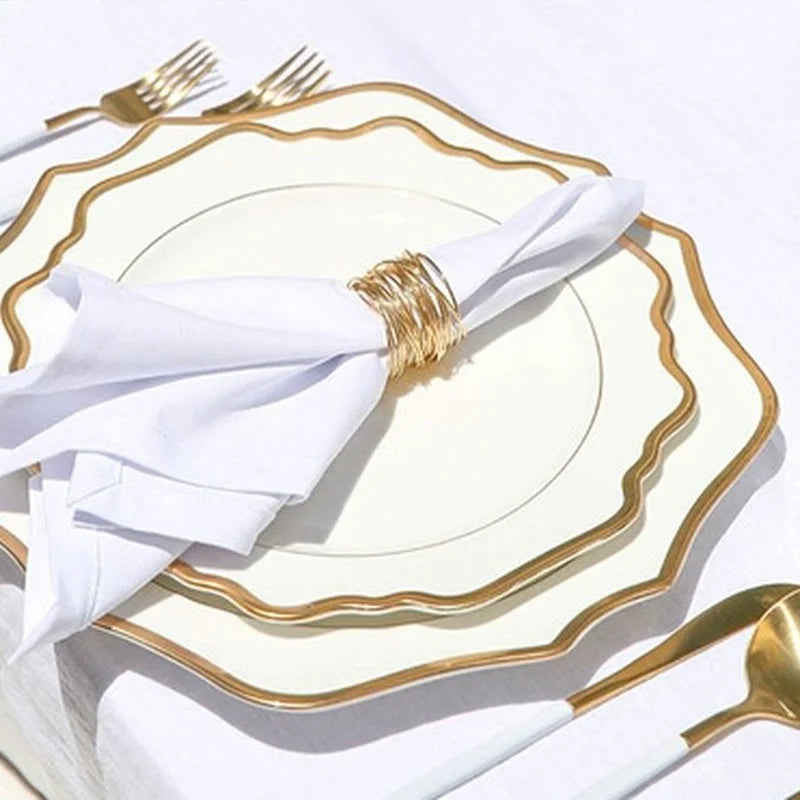 Multi Size Nordic Phnom Penh White Sun Flower Ceramic Plate Set Restaurant Wedding Household Bone China Western Steak Salad Dish.