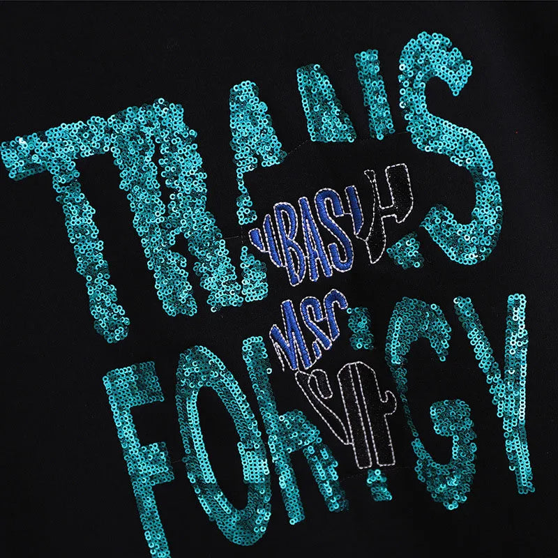 150 kg Übergröße Damen Büste 157 Winter Fleece Lose Pailletten Brief Sweatshirts Rundhals Pullover Top 5XL 6XL 7XL 8XL 9XL.