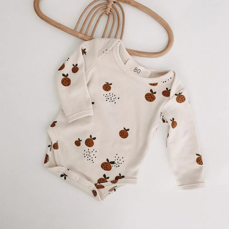 Neugeborenen Baby Mädchen Onesie Little Clementine Body Kleinkind Kinder Jungen Langarm Baumwolle Zwillinge Einteilige Baby Kleidung 0-24M.
