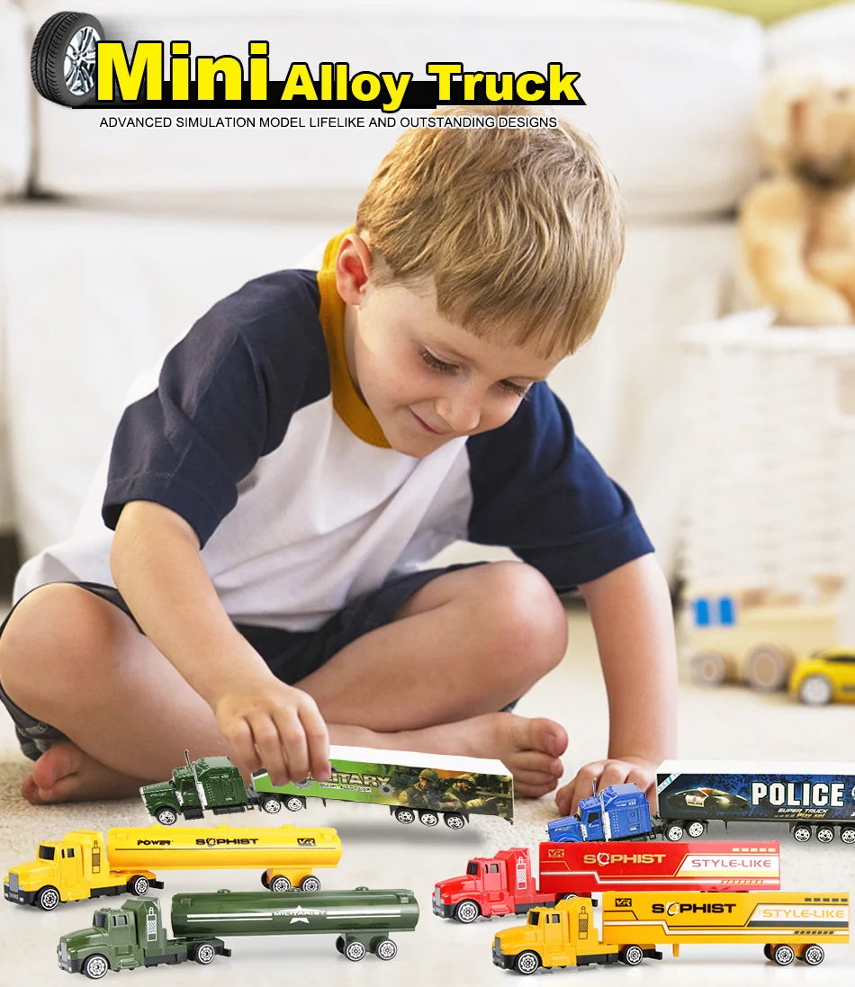 1 Pcs Sliding Alloy Truck Model Diecast Car Toy Container Oil Truck Tank Multi-color Vehicles Toys Birthday Gift for Children.