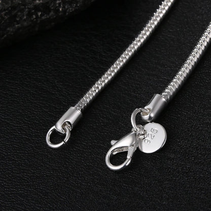 40-75cm 925 Sterling Silver 1MM/2MM/3MM solid Snake Chain Necklace For Men Women Fashion Jewelry for pendant free shipping.