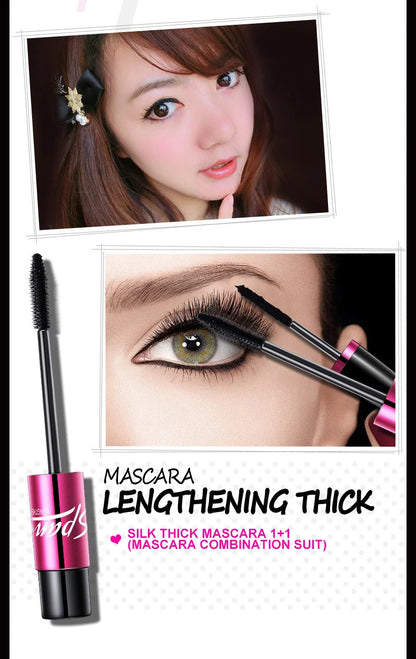 Silk Mascara 1+1 4D Fiber Cosmetics 3D Mascara Eyelashes Lengthening Full Professional Makeup Eyelash False Eyelashes.