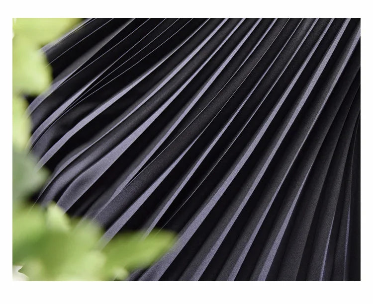 Looks Thin Pleated Skirt 2025 New High Waist A-line Skirt Mid-length Big Size Plaid Skirt Long Pleated Skirt Length 75-90cm