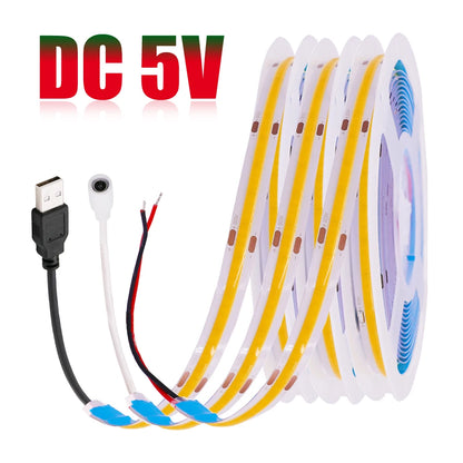 DC 5V LED COB Streifen Licht USB Hohe Dichte Linear Beleuchtung 320LED Flexible Band Lichter Warm Natürliche Weiß rot Blau Grün Dekor.