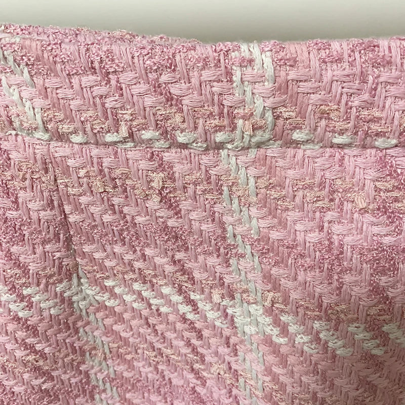 HIGH STREET Newest Fashion 2025 Designer Pink Skirts Women's Sweet Wool Blends Colors Woven Plaid Tweed Skirt.