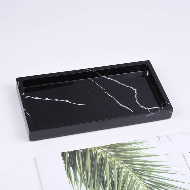 Marbled Storage Tray Resin Jewelry Display Plate Cosmetic Organizer Rectangle Home and Hotel Serving Tray.