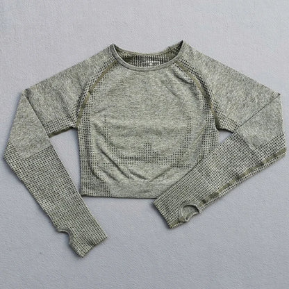 New Seamless Yoga Top Long Sleeve Workout Tops For Women Fitness Gym Crop Top Athletic Gym Shirts Women Sportswear Active