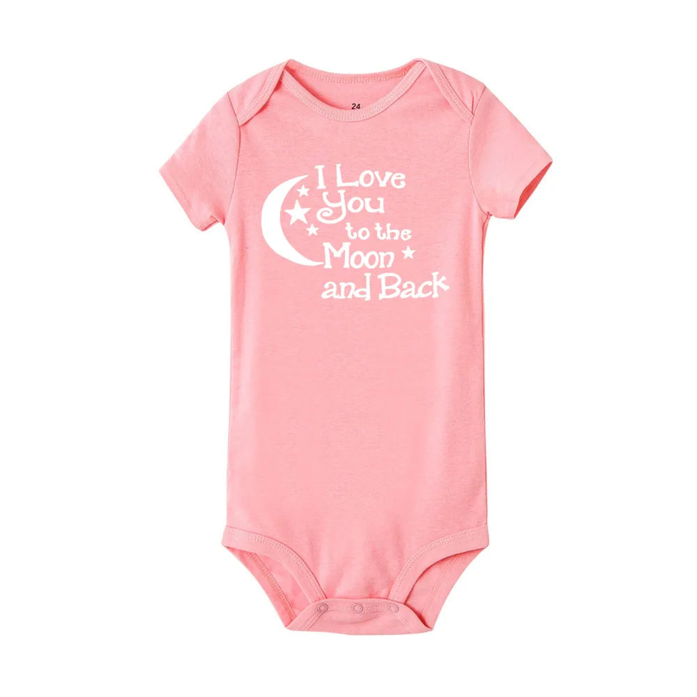 ICH LIEBE DICH ZUM MOND UND ZURÜCK & My Auntie Liebt Mich Gedruckt Jungen Mädchen Infant Playsuits Ein Stück schöne Baby Kid Romper Body.