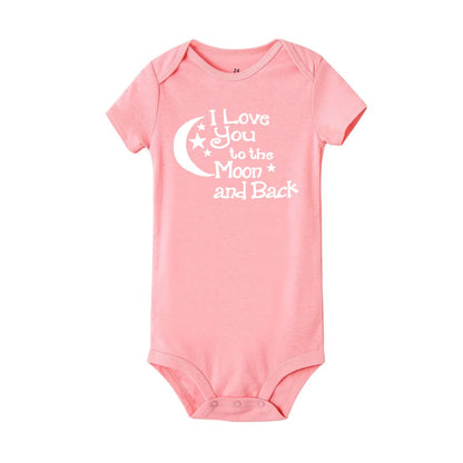 ICH LIEBE DICH ZUM MOND UND ZURÜCK & My Auntie Liebt Mich Gedruckt Jungen Mädchen Infant Playsuits Ein Stück schöne Baby Kid Romper Body.