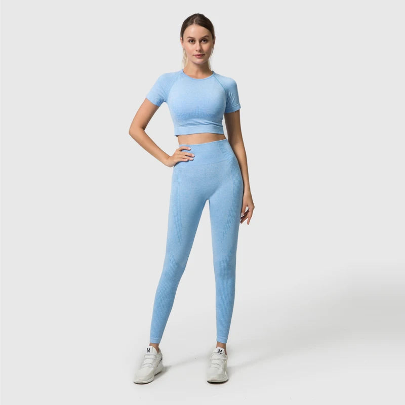 2/3/5PCS Seamless Women Yoga Set Workout Sportswear Gym Clothing Fitness Long Sleeve Crop Top High Waist Leggings Sports Suits.