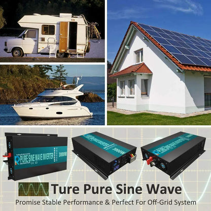 6000W Peak Pure Sine Wave Solar Inverter 24V 220V Car Power Inverter 12V 36V 48V DC to  110V 120V 230V 240V AC Voltage Converter.
