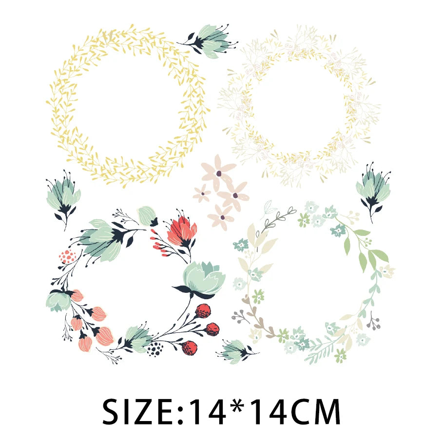 Cartoon Pflanze Blumen Aufkleber Wärmeübertragung PVC Patch Hitzeempfindliche Patches Bügelaufkleber auf Kleidung DIY Applikationen
