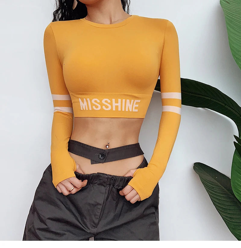 Cloud Hide Fitness Yoga Shirt Sexy Sports Gym Tank Crop Top Running Long Sleeve Blouse Winter T-Shirt Women Workout Sportswear.