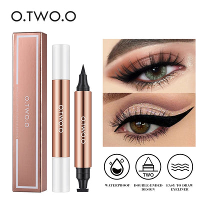 O.TWO.O Eyeliner Stamp Black Liquid Eyeliner Pen Waterproof Fast Dry Double-ended Eye Liner Pencil Make-up for Women Cosmetics.