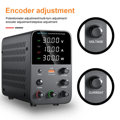 Wanptek Adjustable DC Power Supply 30V 10A LED Lab Bench Power Source Stabilized Switch Power Supply Voltage Regulator 60V 5A