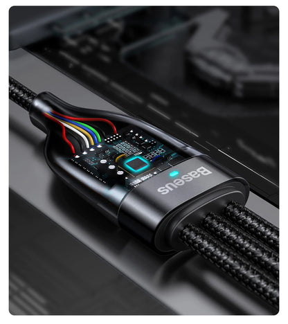 Baseus 3 in 1 USB Type C Cable for iPhone 15 14 13 12 Pro Charger Cable 100W Micro USB Type C Cable for Macbook Samsung Xiaomi.