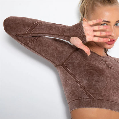 Hamidou Cropped Top Gym Set Seamless Women Yoga Workout Set Fintess Clothing Push Up Leggings Sport Wear Women Suits Tracksuit