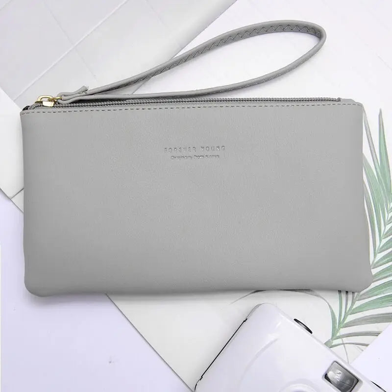 New mobile phone bag female long zipper coin purse female Korean version of pure color wild card bag mobile phone bag wallet
