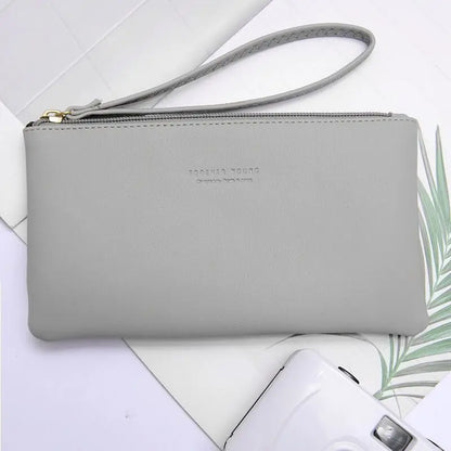 New mobile phone bag female long zipper coin purse female Korean version of pure color wild card bag mobile phone bag wallet
