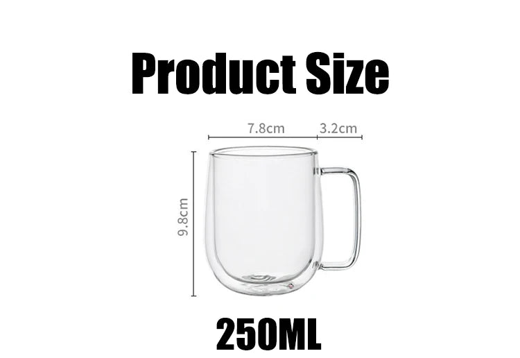 1-6PCS 80-450ML Heat Resistant Double Wall Tea Glass Cup Beer Coffee Handmade Creative Cold Beverage Transparent Drinkware Set.