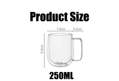 1-6PCS 80-450ML Heat Resistant Double Wall Tea Glass Cup Beer Coffee Handmade Creative Cold Beverage Transparent Drinkware Set.