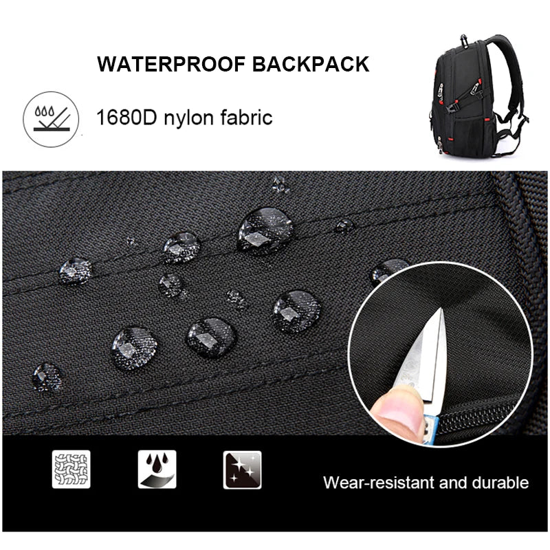 Wasserdichte 20-Zoll-Laptop-Rucksäcke USB-Lade Schultasche Diebstahlsicherer Herren-Rucksack Reiserucksack Männlicher Mochila Hohe Kapazität.