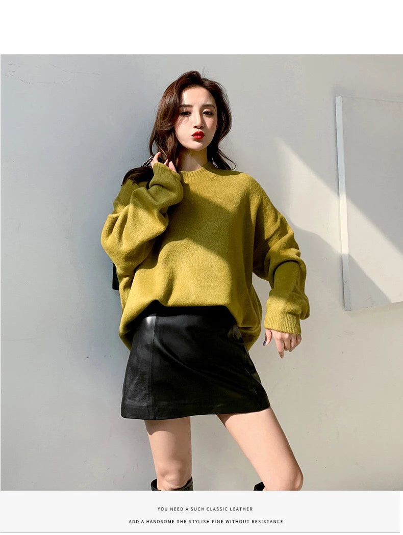Sheepskin Leather Skirt Women 2024 Fashion New High Waist Skirt Spring Autumn Slim Mini Skirt Genuine Leather Shorts Boots Y2k.