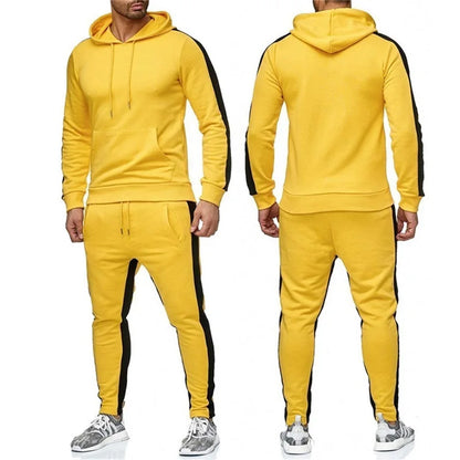 Männer 2 Stück Trainingsanzug Farbe Block Sweatsuit Streifen Casual Winter Langarm Warme Feuchtigkeit Wicking Atmungs Sportswear Anzug