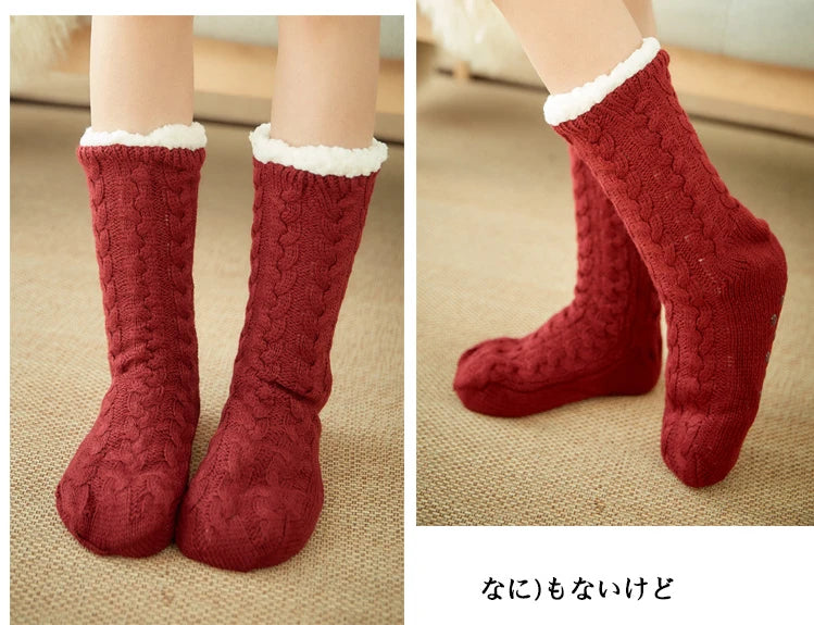 Womens Fuzzy Thermal Sock Plush Grip Hemp Winter Soft Female Home Indoor Warm Bedroom Non slip fluffy Thick Slipper Floor Sock.