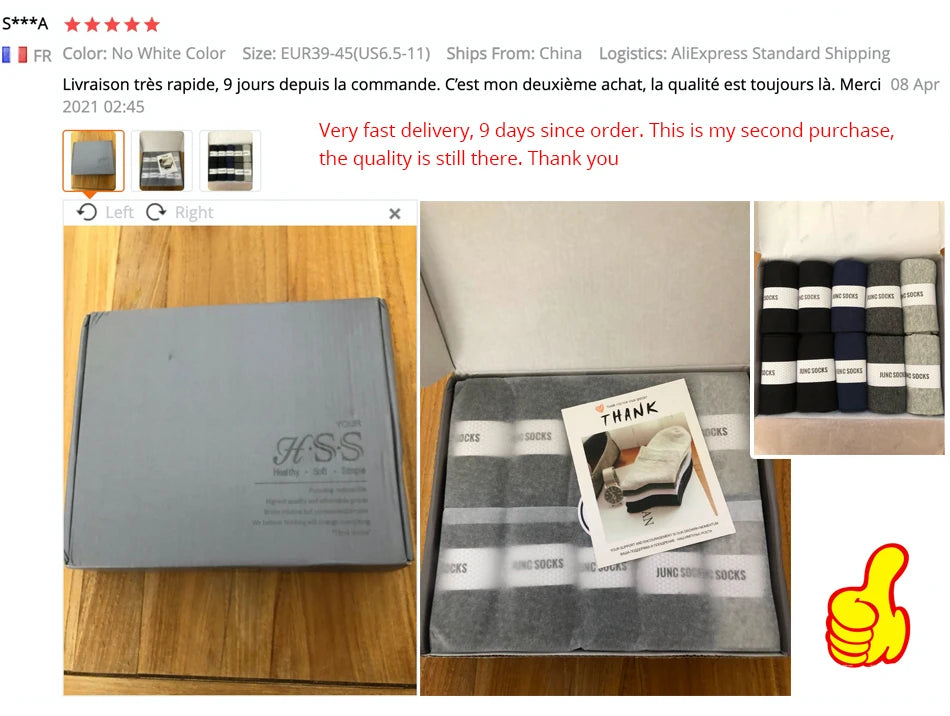 Box Pack Men's Cotton Socks 10Pairs/Box Black Business Men Socks Soft Breathable Summer Winter for Man Boy's Gift Size EUR39-45.