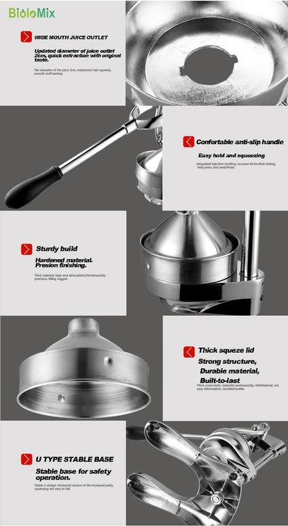 Stainless Steel Citrus Fruits Squeezer Orange Lemon  Juicer Lemon Fruit Pressing Machine Press Juicer Home commercial.