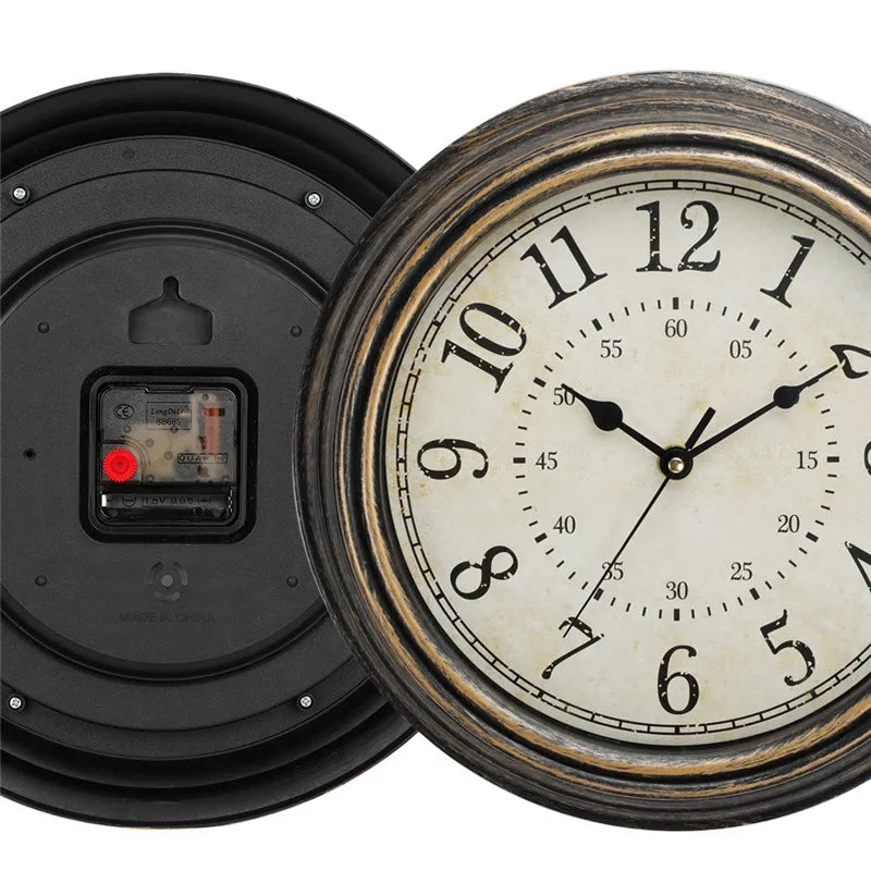 12-Zoll-stille Wanduhr im antiken Shabby-Kunststil, kreative Retro-Quarzuhren, Vintage-Horloges, Reloj Pared Klok, Wohnzimmer