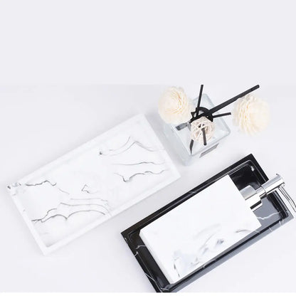 Marbled Storage Tray Resin Jewelry Display Plate Cosmetic Organizer Rectangle Home and Hotel Serving Tray.