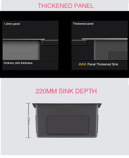 Rose Gold Kitchen Sink Nanometer Technology Gold 4mm thickness 304 Stainless Steel Manual Sink Single Bar Counter Kitchen Sink