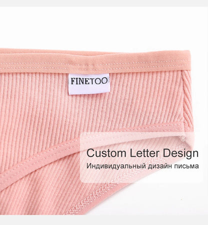 FINETOO 3PCS/Set Women's Underwear Cotton Panty Sexy Panties Female Underpants Solid Color Panty Intimates Women Lingerie M-2XL
