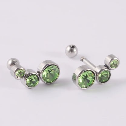 2PCS 361 Surgical Steel Crystal  Ear Tragus Cartilage Earrings 16G Three Zircon Lobe Helix Daith Earring Piercing Body Jewelry.