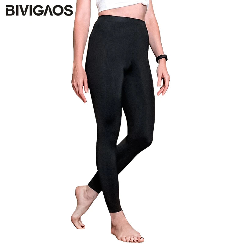 BIVIGAOS New Ice Silk Leggings Spring Summer Thin Sport Workout Leggings High Stretch Silky Black Slim Fitness Leggings Women.