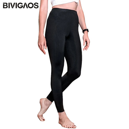 BIVIGAOS New Ice Silk Leggings Spring Summer Thin Sport Workout Leggings High Stretch Silky Black Slim Fitness Leggings Women.
