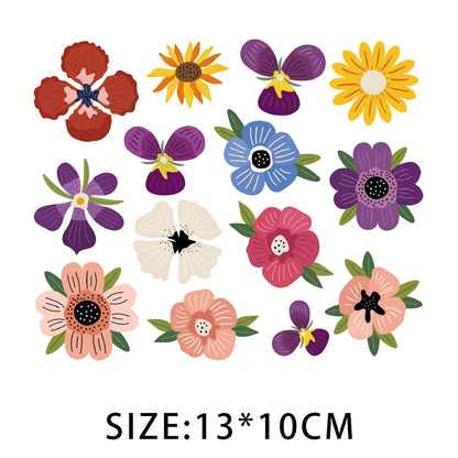 Cartoon Pflanze Blumen Aufkleber Wärmeübertragung PVC Patch Hitzeempfindliche Patches Bügelaufkleber auf Kleidung DIY Applikationen