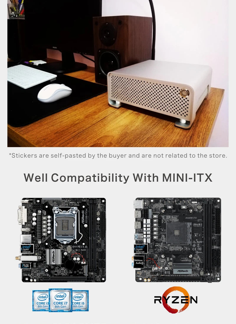 METALFISH MetalGear Plus Aluminum Mini HTPC Case Mini ITX Cases Computer Gaming PC Desktop Case.