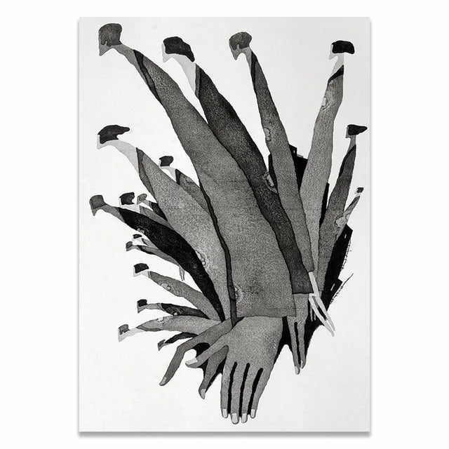 Modern Black White Abstract Characters Fashion Canvas Paintings Posters and Prints Wall Art Pictures for Living Room Home Decor.