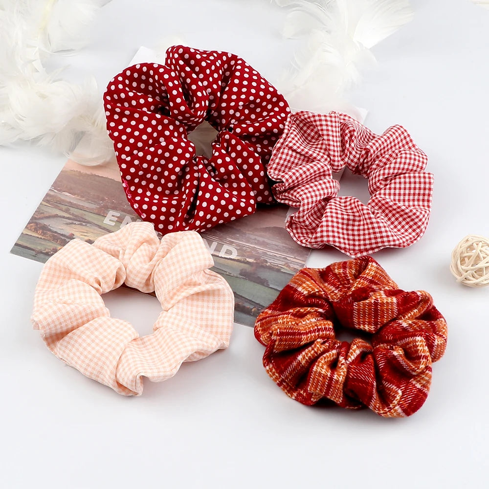 5Pcs/Lot Girl Pink Red Hair Band Accessories Fashion Large Hair Ties Solid Color Elastic Scrunchies For Women Ponytail Hairstyle.