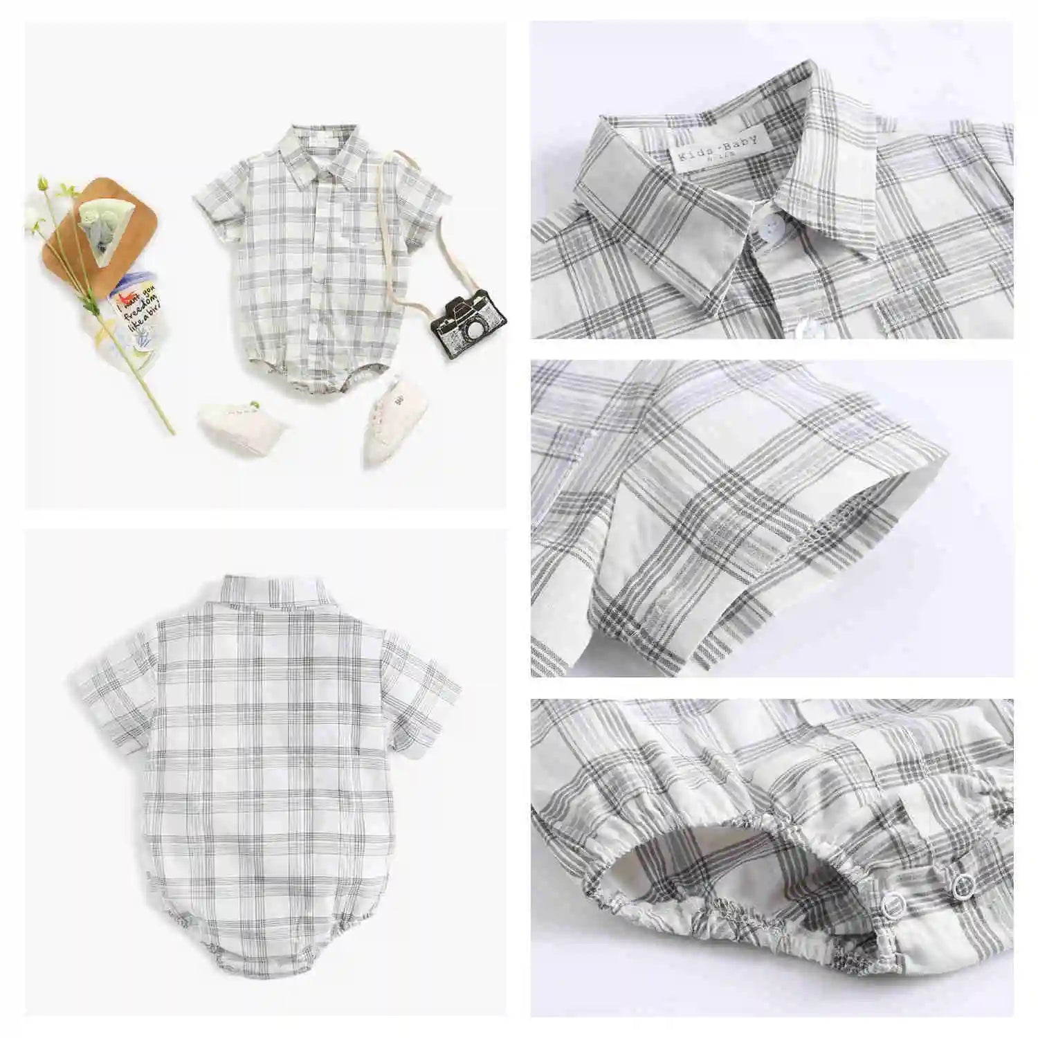 Sanlutoz Baumwolle Baby Jungen Bodys Mode Neugeborenen Kleidung für Baby Jungen Kurzarm Sommer Baby Kleidung Plaid.