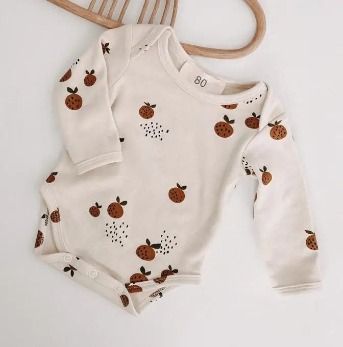 Neugeborenen Baby Mädchen Onesie Little Clementine Body Kleinkind Kinder Jungen Langarm Baumwolle Zwillinge Einteilige Baby Kleidung 0-24M.