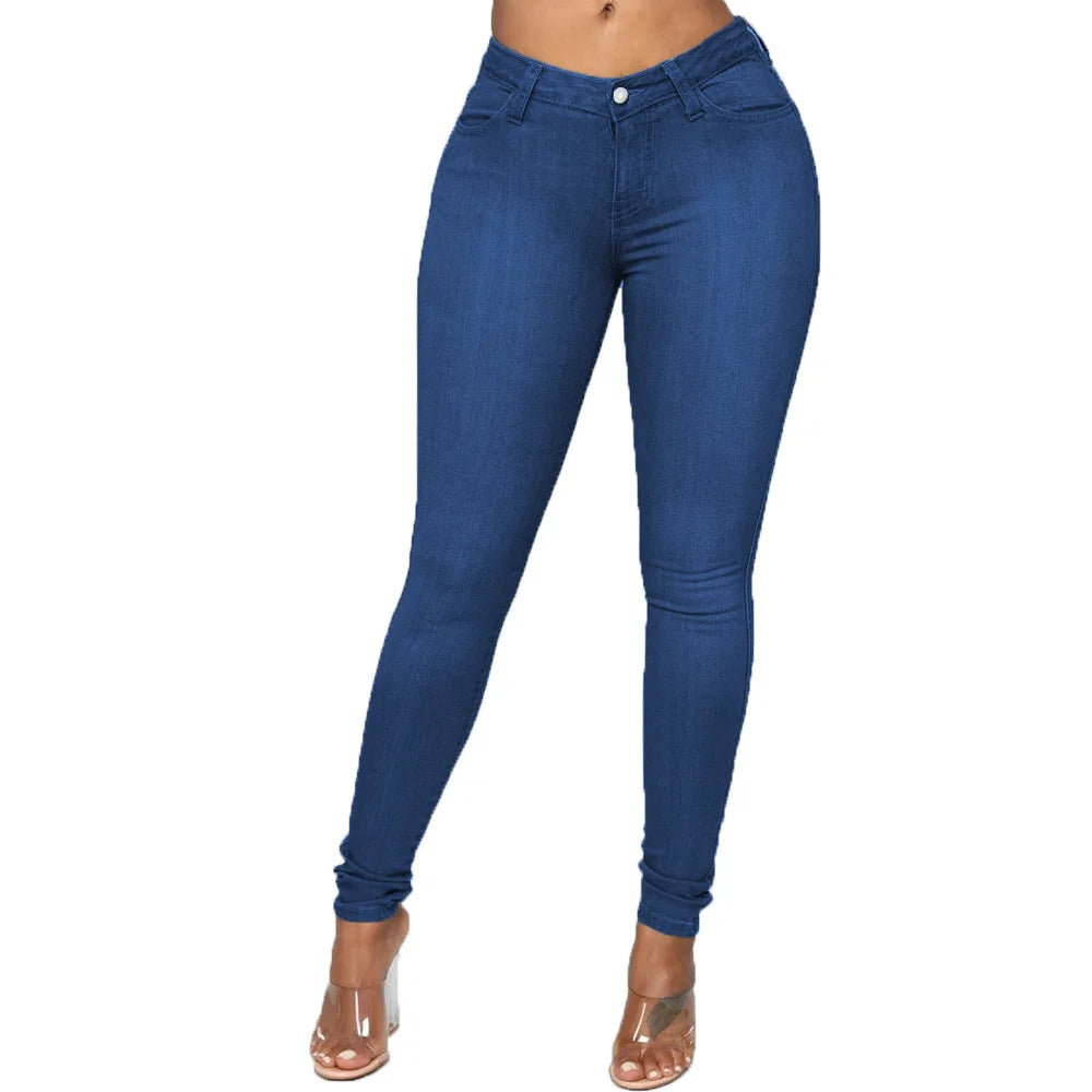 XS-6Xl High Waist Stretch Skinny Pencil Jeans Pants Women Plus Size Denim Trouser.