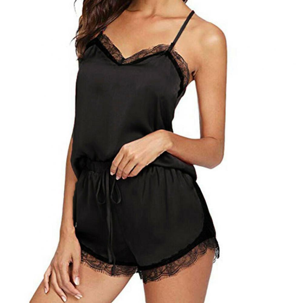 Heißer verkauf damen sommer sexy seide spitze einfarbig pyjamas leibchen top shorts haut-freundliche hause unterwäsche pyjamas set einzelhandel.