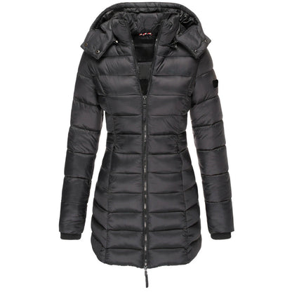 Winter Jacken für Frauen Zipper Mit Kapuze Baumwolle Gepolsterte Jacken Langarm Warme Mantel Schlank Parka Weibliche Tragbare Outwear.