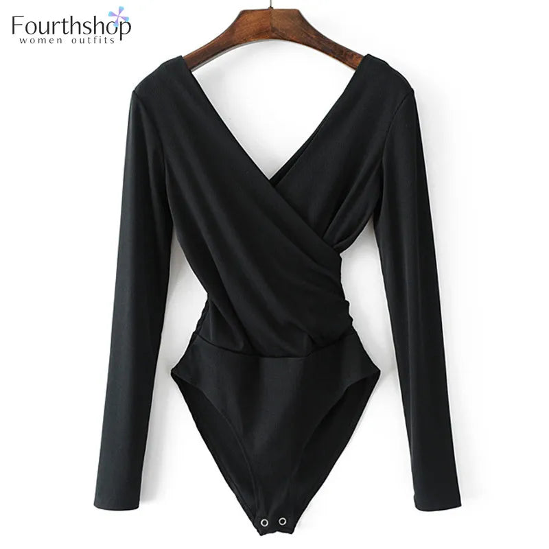Fashion Long Sleeve Bodysuit Women Slim Sexy Backless Tops And Blouses Casual Black White Shirt Body Femme Monos Mujer 2022 New.
