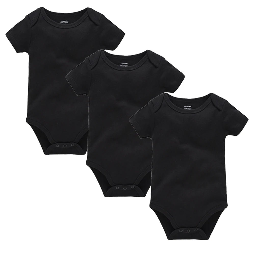 3Pcs Baby Jungen Kleidung 100% Baumwolle Solid Black Kurzarm Blank Baby Bodys körper bebe Neugeborenen Overall Plain 0-24 monate.